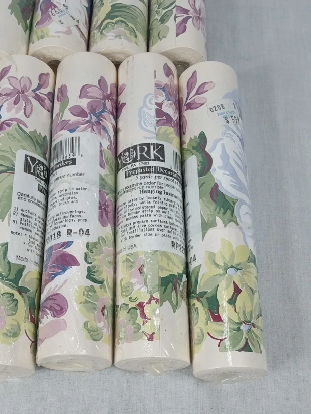 Vintage York Floral Wallpaper Border Rolls Lot Of 11